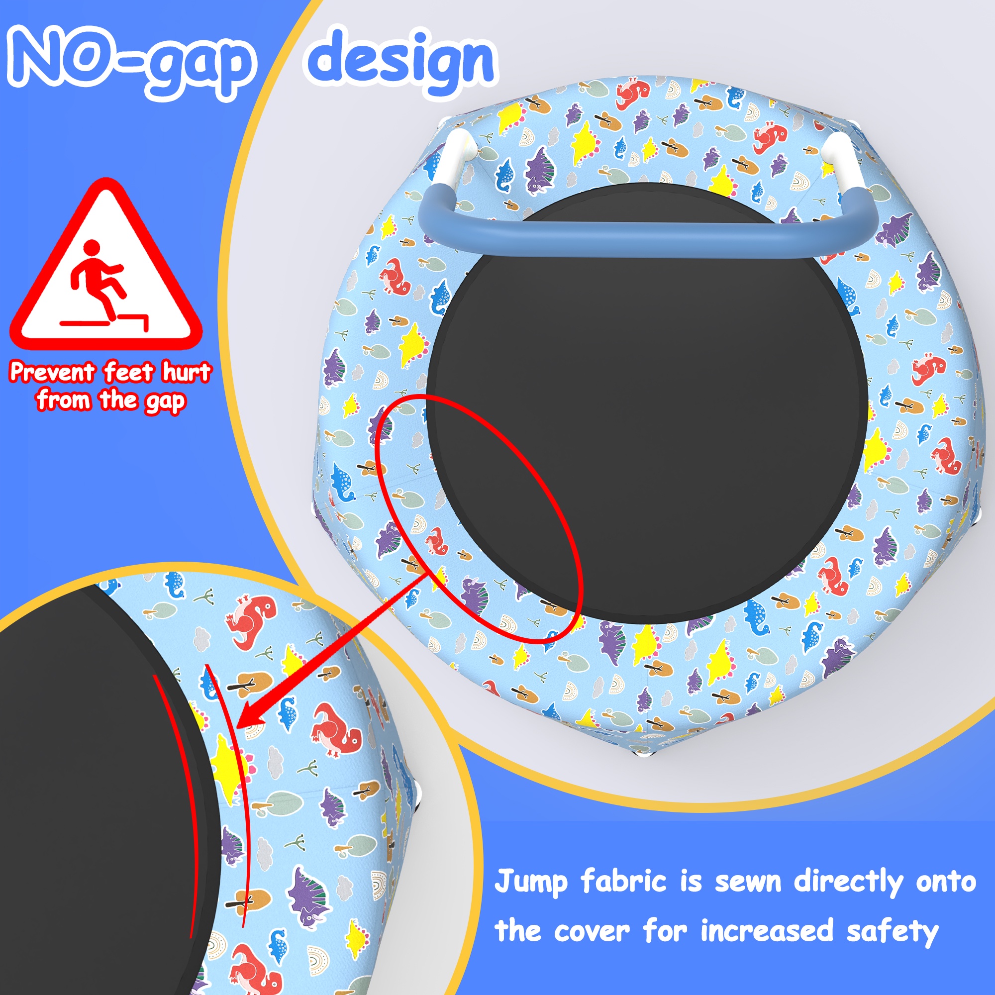 28" Mini Trampoline for Kids with Handle, Toddler Trampoline, Exercise Rebounder with Foam Handle, Indoor Trampoline, Kids Mini Trampoline, Small Rebounder Trampoline for Indoor and Outdoor Use