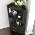 thumbnail image 6 of Noble House Arley 50" Wooden Corner Bar Cabinet, Mirrored Back Display Sideboard, Drawers and Open Shelves, Black, 6 of 8