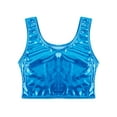 thumbnail image 5 of Yeahdor Mens Sleeveless Vest Tank Top Metallic Crop Top Pole Dance Costume Rave Party Clubwear Lake Blue One Size, 5 of 7