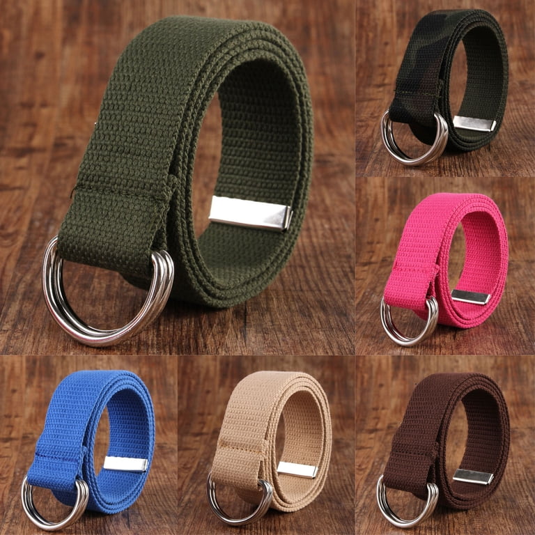 Unisex Canvas Web Belt with Metal Double D Ring Buckle  display picture 1