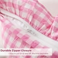 thumbnail image 5 of 2 Pack Pink White Plaid Ruffle Gingham Throw Lumbar Pillow Shams, 100% Washed Cotton Girly Farmhouse Decorative Checkered Pillow Covers Zipper Closure - 20''x12'', 5 of 7