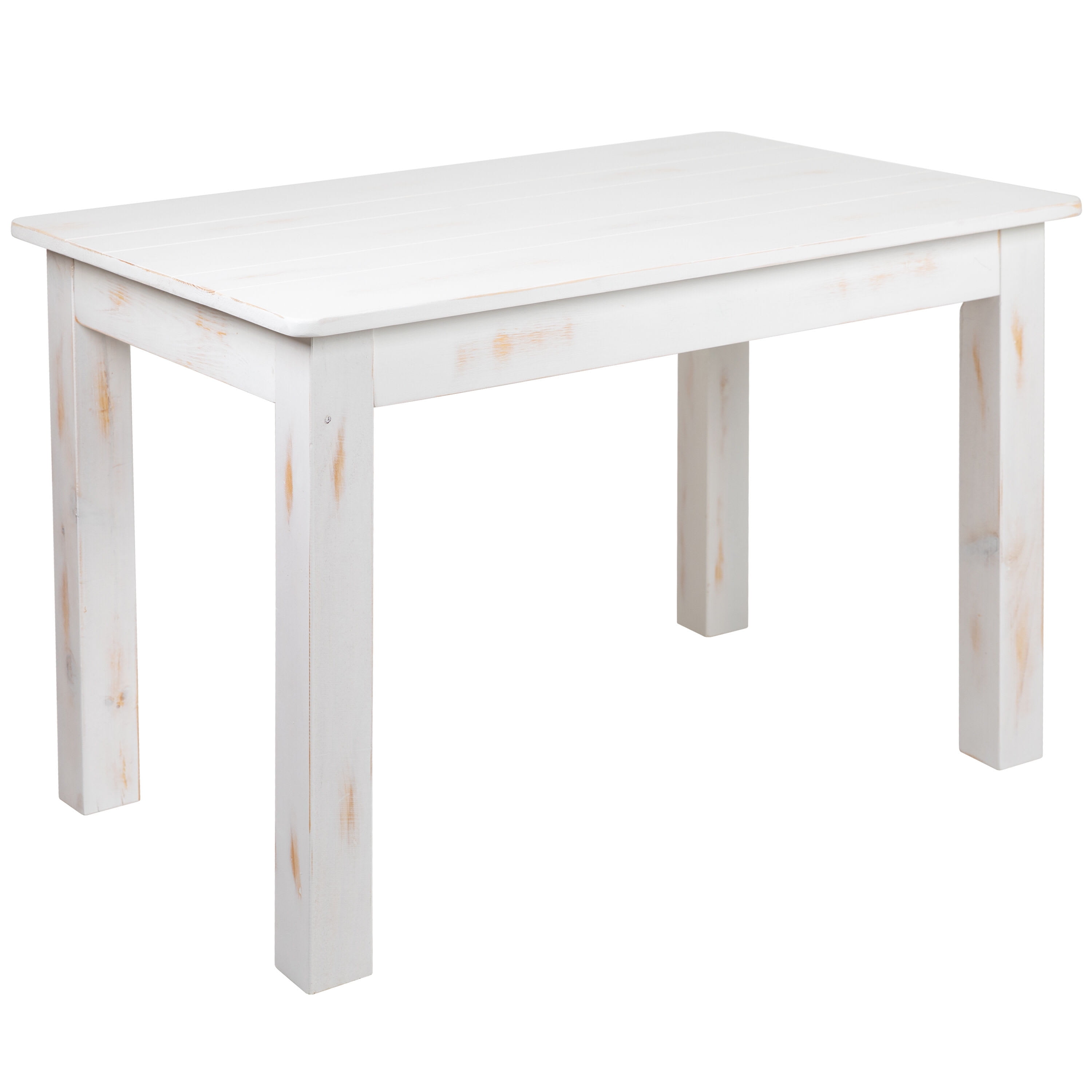 Merrick Lane 46" x 30" Rectangular Antique Rustic White Solid Pine Farm Dining Table