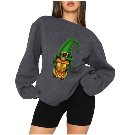 

REORIAFEE St Patricks Day Shirts Womens Scrub Tops V Neck T Shirts Lucky Shamrock Graphic Tees Nursing Work Uniform with Pockets Long Sleeve Round Neck Tops Loose Blouse Print Graphic Sweatshirt M