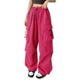 thumbnail image 2 of Pink Cargo Pants Women Cargo Trousers Women's Baggy Wide Leg Trousers Hip Hop Y2K Streetwear Leisure Trousers Jogging Bottoms Woman Pants Clearance, 2 of 6