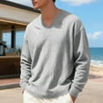 thumbnail image 4 of GuangCheng Mens Textured V Neck Sweaters,Long Sleeve,Casual Tops,Soft,Comfort,Knitwear Basic Tops,Gray,Size 3XL, 4 of 8