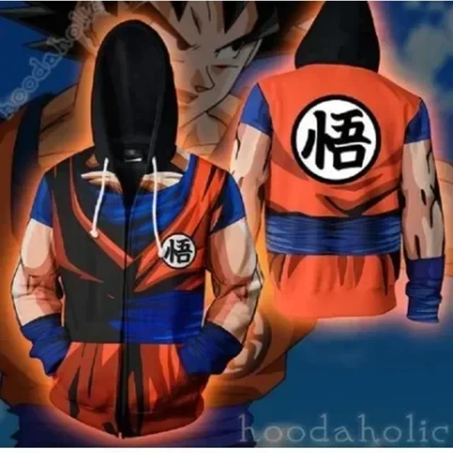Classic Japanese Comic Dragon Ball Series 3D Digital Printing Zipper Sweatshirt Hooded Cardigan Jacket Cosplay Animation