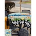 thumbnail image 4 of Outdoor Tablecloth with Umbrella Hole and Zipper, Black Plaid Easter Square Table Cloth 60x60 Inch Waterproof Tablecloth, Truck Spring Floral Bunny Wooden Picnic Table Cover for Patio Camping, 4 of 7