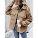 thumbnail image 4 of Chaqueta de Mezcla de Lana con Botones y Larga para Mujer, de Gran Tamaño Caqui M, 4 of 7