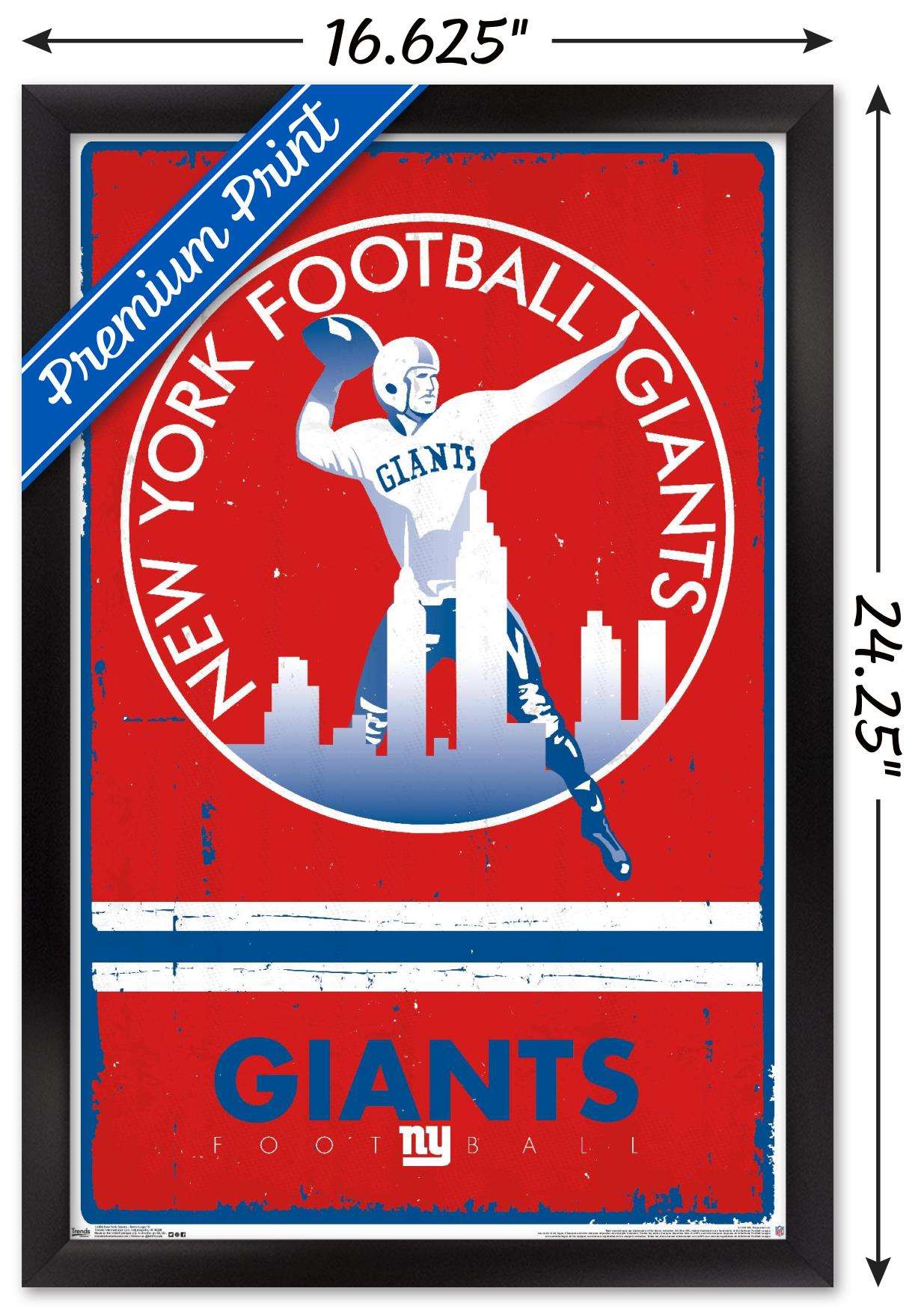 NFL New York Giants - Retro Logo 15 Wall Poster, 14.725" x 22.375", Framed