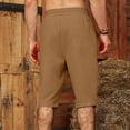 thumbnail image 7 of Mens Casual Soft Cotton Linen Long Shorts Knee Below Sport Running Lounge Work Shorts Capri Pant Size 2XL Khaki, 7 of 7