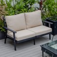 thumbnail image 2 of Leisuremod Walbrooke Modern Outdoor Patio Loveseat with Black Aluminum Frame and Removable Cushions For Patio and Backyard Garden (Beige), 2 of 11