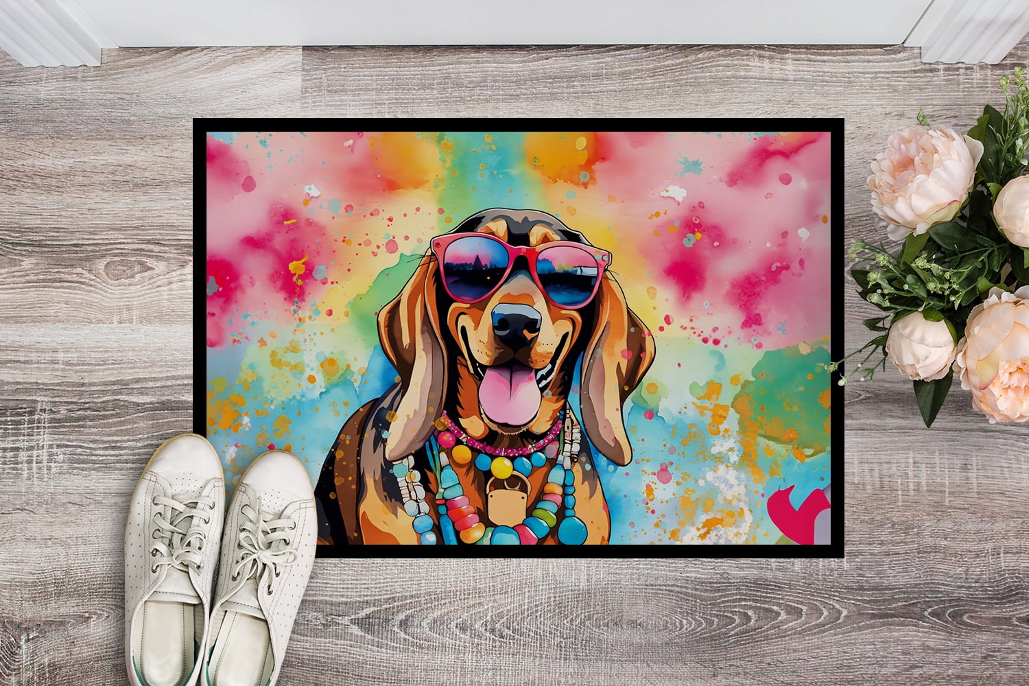 Carolines Treasures DAC2504MAT 0.15 x 18 x 27 in. Doberman Pinscher Hippie Dawg Doormat