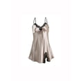 thumbnail image 1 of Vestido de noche de satén sexy para mujeres con encaje, pijama, vestido deslizante, floral champán L, 1 of 6