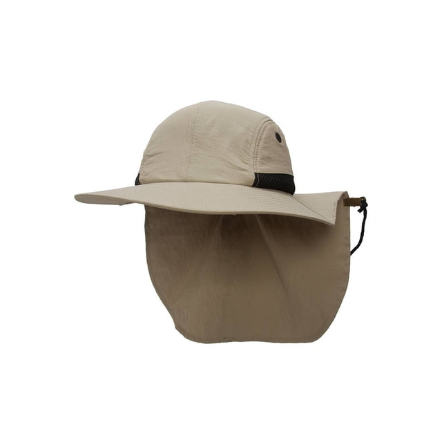 TopHeadwear Chapeau de Soleil à Rabat Grand 4 Panneaux avec Pince à Rabat Réglable, Kaki