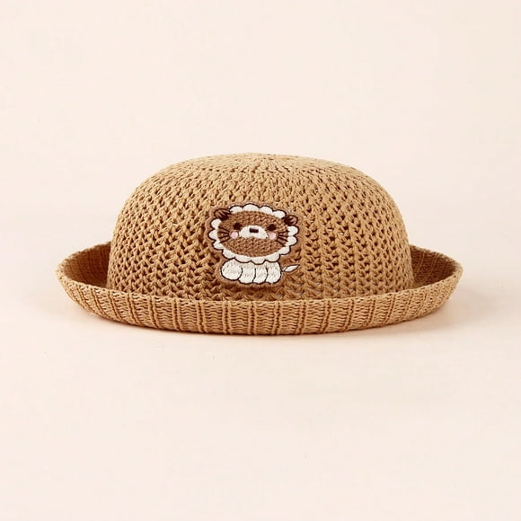 Lindbes 1pc Knitted Breathable Cartoon Bear Sun Hat For Boys And Girls Infants 0-18 Months