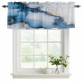 thumbnail image 2 of 2 Pack Valances for Windows, Blue Marble Window Valances for Living Room/Bedroom/Bathroom, Modern Gray Golden Abstract Gradient Art Light Filtering Kitchen Curtain Valance 42"W x12" L, 2 of 9