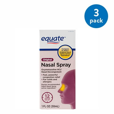 (3 Pack) Equate Original Oxymetazoline Nasal Spray, 1
