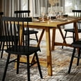 thumbnail image 4 of Merrick Lane 60" Wooden Dining Table with Trestle Style Base and Seating for 6 in Light Cappuccino, 4 of 12