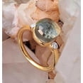 thumbnail image 5 of Green Amethyst Inspired Ring With Two Moissanite 925 Sterling Silver Engagement Rings Green Gemstone Cushion Checkerboard Cut 10mm Ring For Womens, 5 of 6