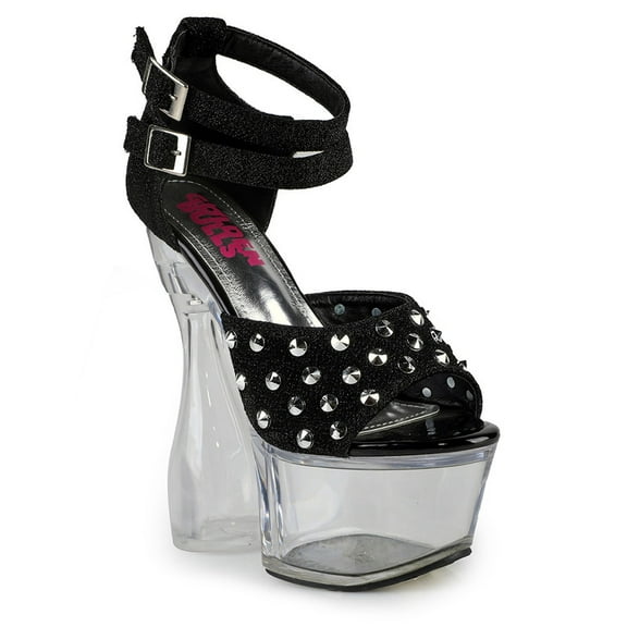 Women's Shimmer Studded Vamp Clear Platform Evening Dress Sandals