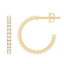 Rosec Jewels Natural Diamond Minimal Hoop Earrings for Women, Diamond Gemstone Hoop Earrings in Gold (0.50 CT, HI-SI Quality, April Birthstone), 10K Yellow Gold