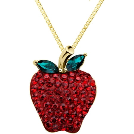 Luminesse 18kt Gold over Sterling Silver Red Apple Pendant made with Swarovski Elements, 18