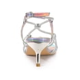 thumbnail image 2 of BLISSFUL STEP Women's Shoes Rhinestone Strap Slingback Kitten Heel Sandals Silver 5.5, 2 of 7