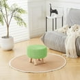 thumbnail image 2 of fyigbion Pouf Ottoman  100% Cotton Knitted Boho Footstool  Round Footrest with Non-Skid Wood Legs   Décor Handmade Pouffe  Leisure Floor Step Stool for Living Room (Beige), 2 of 15