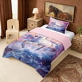 thumbnail image 2 of Erosebridal Chic Horse Twin Comforter Sets for Girls, Pink Cherry Blossoms Bedding Set, 2 of 6