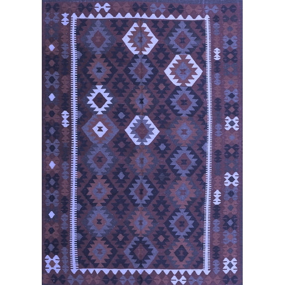 Ahgly Company Indoor Rectangle Oriental Blue Traditional Area Rugs, 7' x 9'