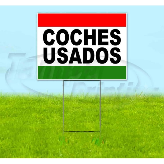 Coches Usados (18" x 24") Yard Sign, Includes Metal Step Stake