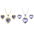 thumbnail image 2 of Paris Jewelry 24k Yellow and White Gold 4Ct Tanzanite Full Necklace Set 18 inch Plated, 2 of 2