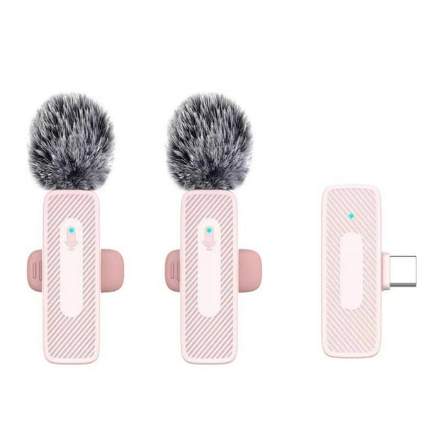Micrófonos Inalámbricos Lavalier IEKK Rosa con Clip de Sonido Cristalino para Vlog en Android