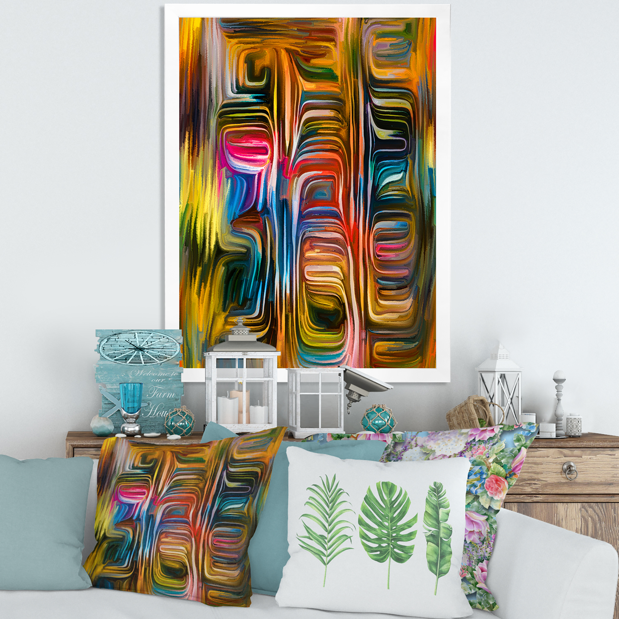 Designart 'Colour Spiral Fusion II' Modern Framed Art Print