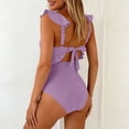 thumbnail image 5 of One Piece Swimsuits for Women Built-in Padded Cups V Neck Ruffle Shoulder Bathing Suit Ruched Tummy Control Monokini Flattering Full Coverage Beachwear, 5 of 6