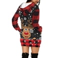 thumbnail image 3 of DYMADE Women Christmas Printed Pullover Pockets Hooded Long Sleeve Short Length T-shirt Dress, 3 of 4