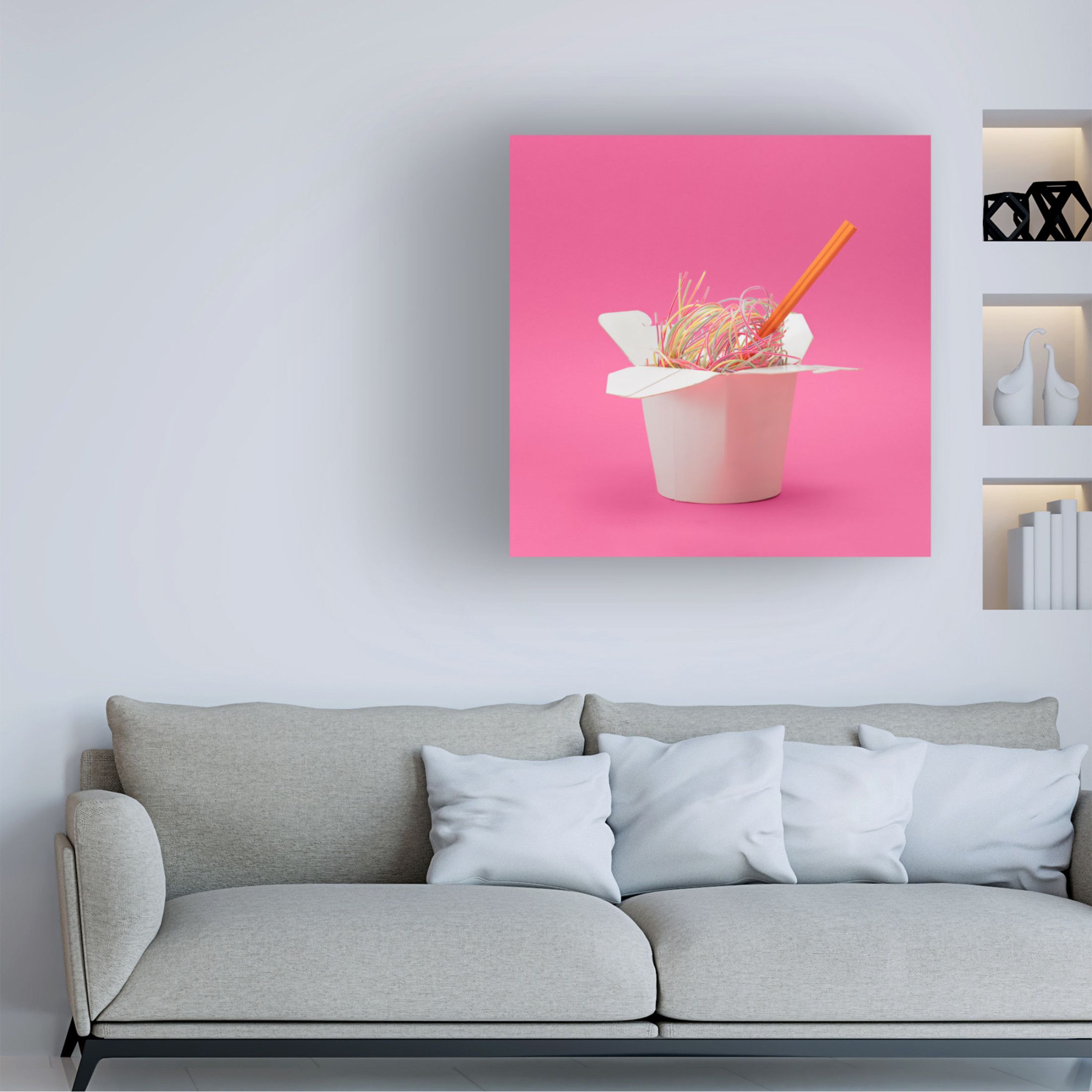 Canvas Wall Art - Julia Ramiro 'Scobidou Noodles' Wall Art for Living Room, Bedroom, or Office Décor by Trademark Fine Art - 18 x 18 Inches