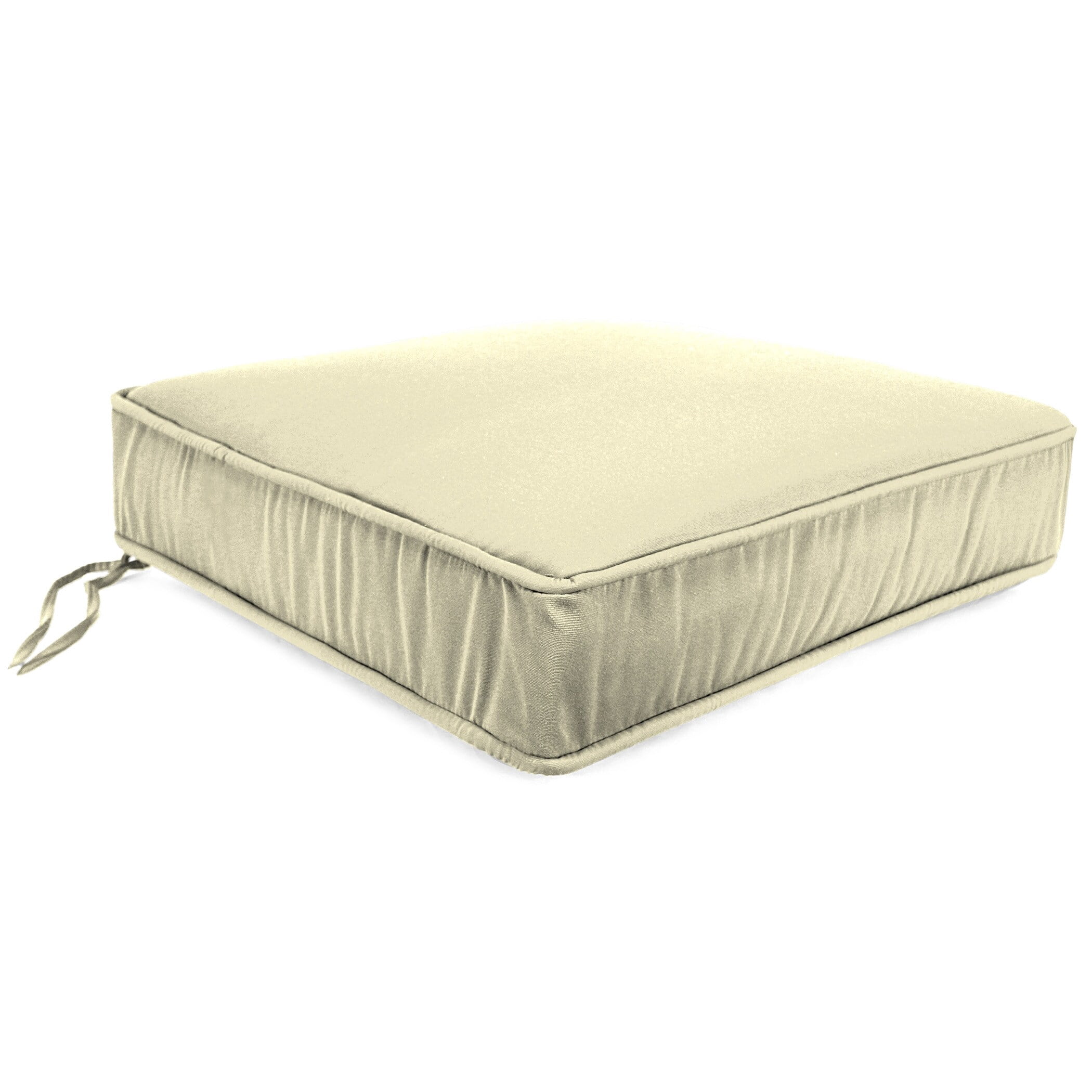 Jordan Manufacturing Sunbrella 23" x 22" Beige Solid Outdoor Deep Seat Chair Cushion Set with Ties and Welt - 21.5'' L x 22.5'' W x 4'' H