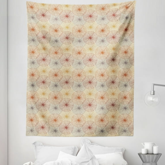Dandelion Tapestry, Abstract Vintage Colorful Blowball Pattern with Warm Tones Line Art Composition, Fabric Wall Hanging Decor for Bedroom Living Room Dorm, 5 Sizes, Multicolor, by Ambesonne