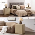 thumbnail image 6 of 24.4-Inch Tall Coastal Oak Fluted Nightstand with 2 Drawers, Wide Bedside End Table for Bedroom or Living Room, 6 of 9