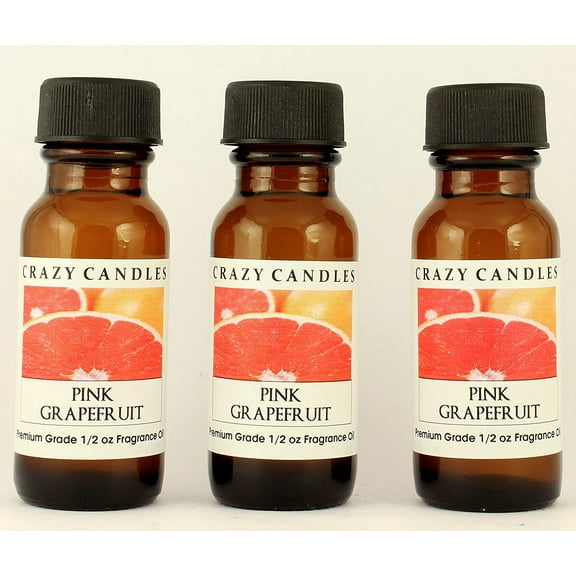 Crazy Candles Pink Grapefruit 3 Bottles 1/2 FL Oz Each (15ml) Premium Grade Scented Fragrance Oil Made in USA