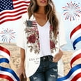 thumbnail image 2 of JULMCOMO 4th of July Lightweight Cardigans for Women Stars Stripes Half Sleeve Patriotic Kimono Cover Ups Summer Tops Deep Red S, 2 of 6