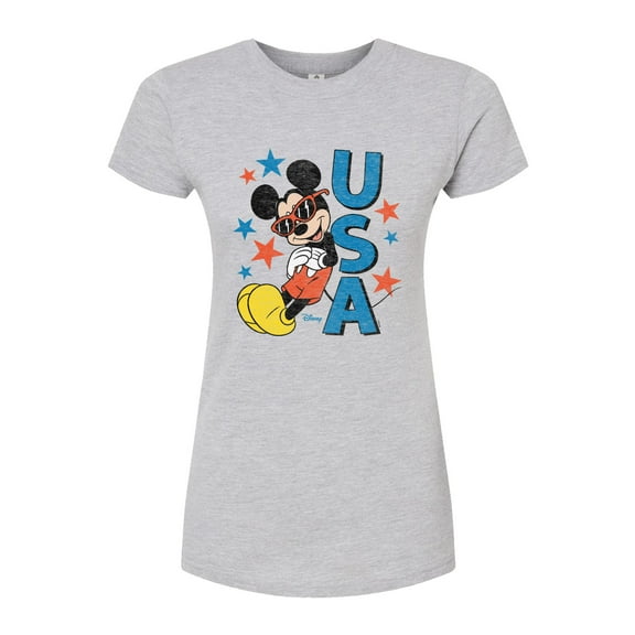Disney - Mickey Sunglasses USA - Juniors Fitted Graphic T-Shirt