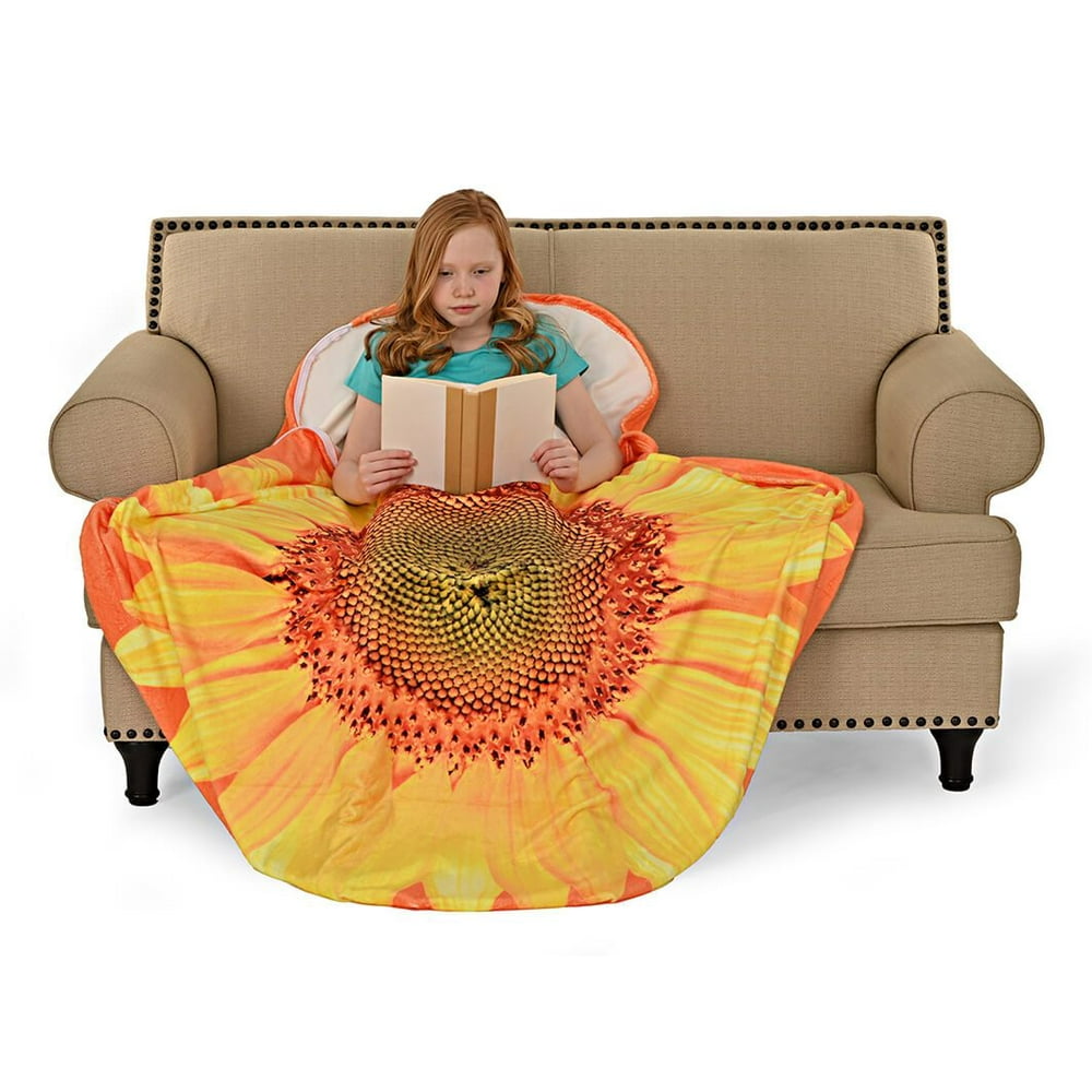 Sunflower Round Sleeping Bag Blanket 60" Diameter Cozy Warm Flannel