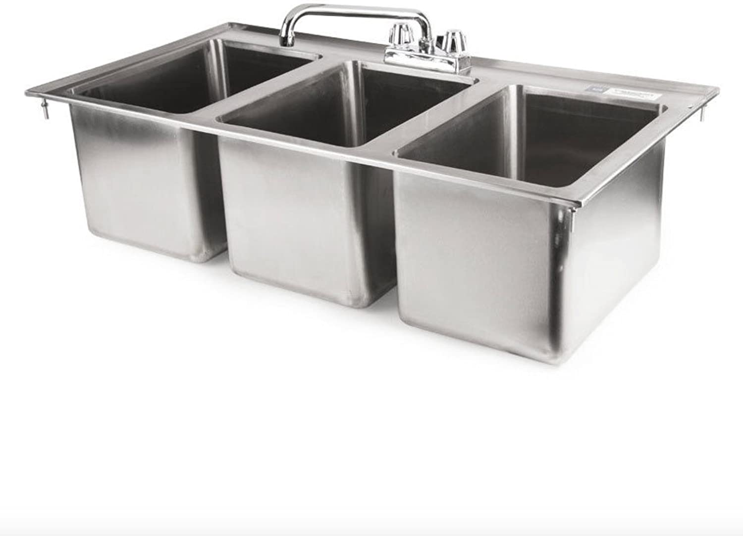 "3-Compartment 37""L x 19""W Stainless Steel Kitchen Drop-In Sink 10"" x 14"" x 10"" stainless steel 3 compartment drop-in sink!" - image 3 of 4