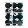 thumbnail image 2 of Neoyler 12Pack Christmas Ornaments Flocked Velvet Hanging Balls Soft Fabric Vintage Texture Design for Tree Mantel Window Door Festive Home Decor Easy to Hang with Metal Hooks Green 9.1in, 2 of 6