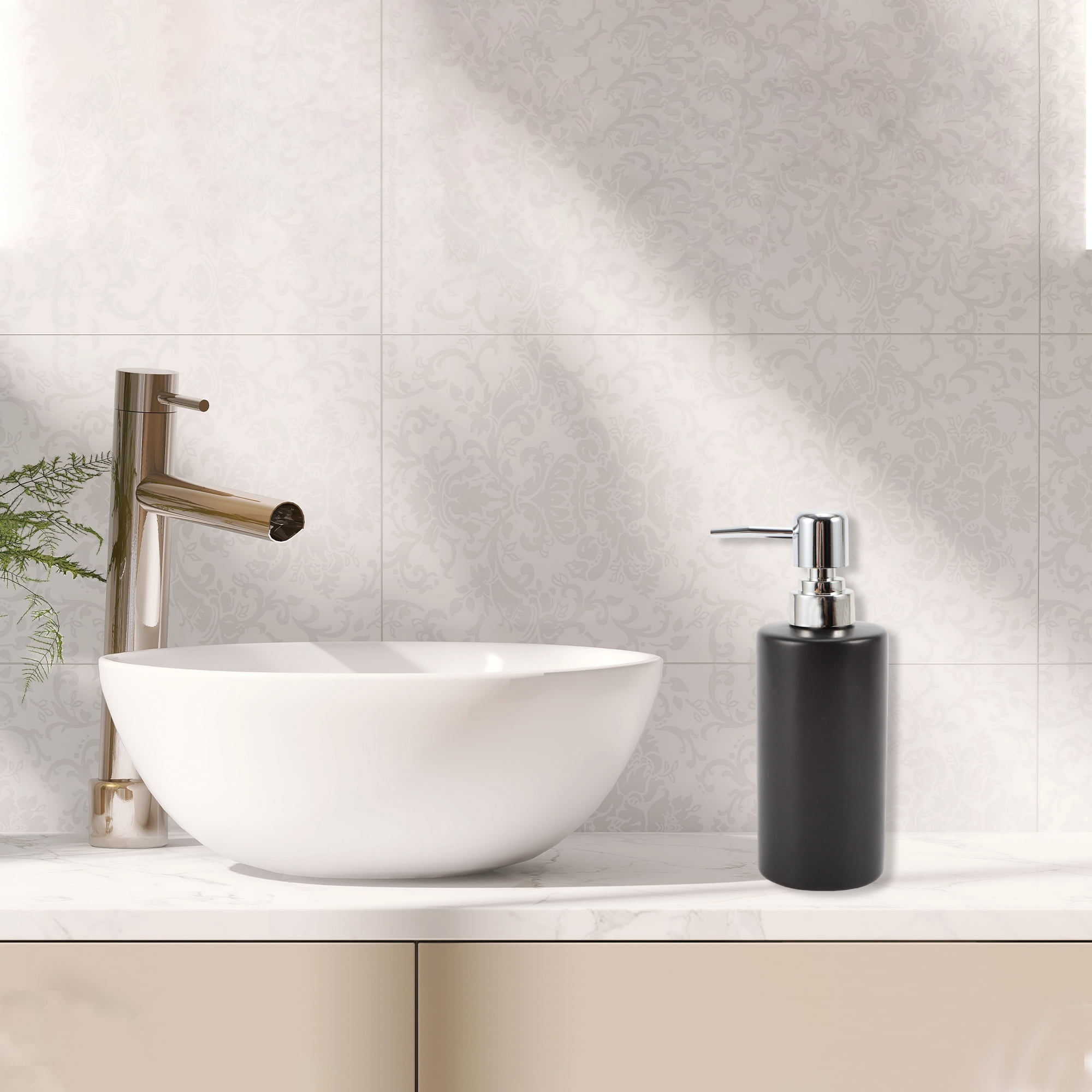Unique Bargains 1 Pc Simple Cylindrical Soap Pump Dispenser for Bathroom Hotel 300ml Black