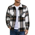 thumbnail image 1 of Camisa de franela para hombre Camisa informal a cuadros con corbata Top de polar, 1 of 6