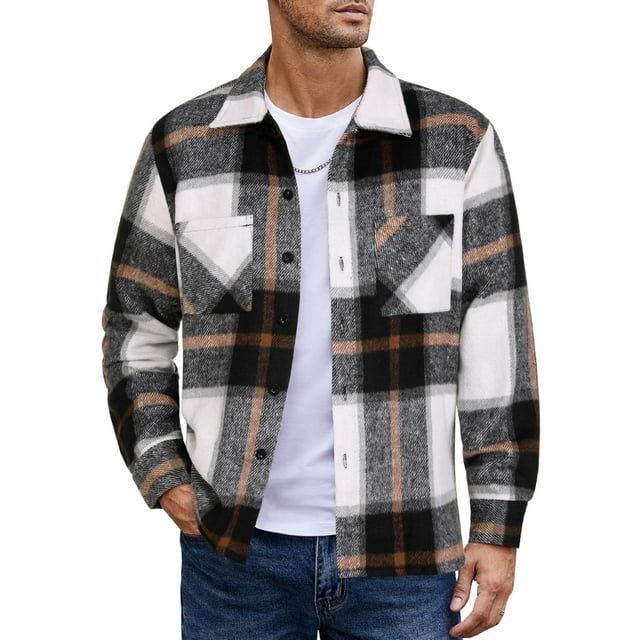 Camisa de franela para hombre Camisa informal a cuadros con corbata Top de polar