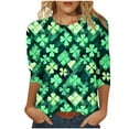 thumbnail image 2 of YUNAFFT St. Patrick's Day Print Loose Fit Comfort Stretch Round Neck Three-Quarter Sleeve Pullover T-Shirt for Women Casual Holiday Festive Top, 2 of 7